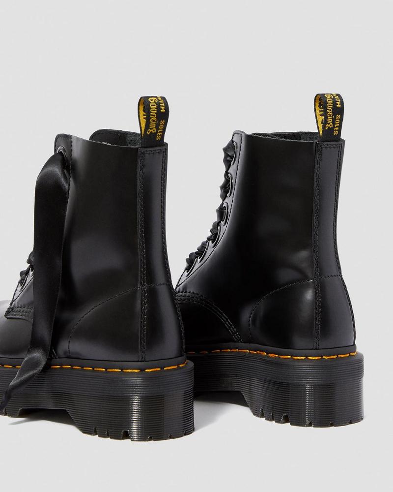 Dr Martens Molly Læder Platform Støvler Dame Sort | DK 250VRW